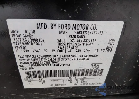 2018 Ford Explorer Xlt from USA, damaged, VIN 1FM5K8D81JGA78113
